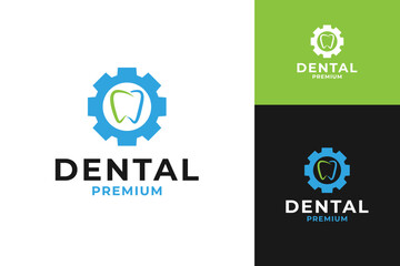 Dental with gear logo design template vector illustration
