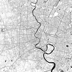 Bangkok, Thailand vector map with beach, highways and streets