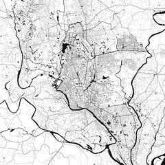 Dhaka, Bangladesh vector map with beach, highways and streets