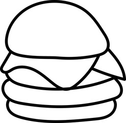 Coloring Page Outline of Cartoon Hamburger. Fast Food. Coloring Book for Kids.