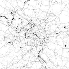 Paris, France vector map with beach, highways and streets