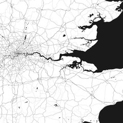 London  vector map with beach, highways and streets