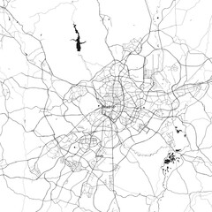 Madrid, Spain vector map with beach, highways and streets