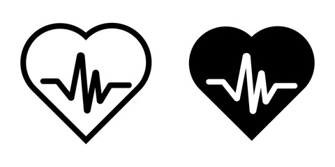 Heartbeat / heart beat pulse flat icon for medical apps and websites On Transparent Background