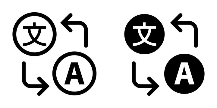 Translate icon in outline style. Simple language change vector illustration 