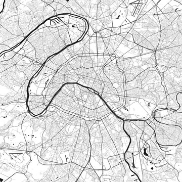 Paris, France vector map with beach, highways and streets