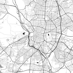 Madrid, Spain vector map with beach, highways and streets
