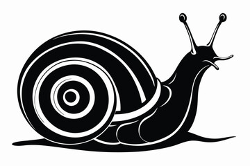Minimalist Snail Silhouette Spiraled Shell, Antennae, Monochrome Design, Mollusk