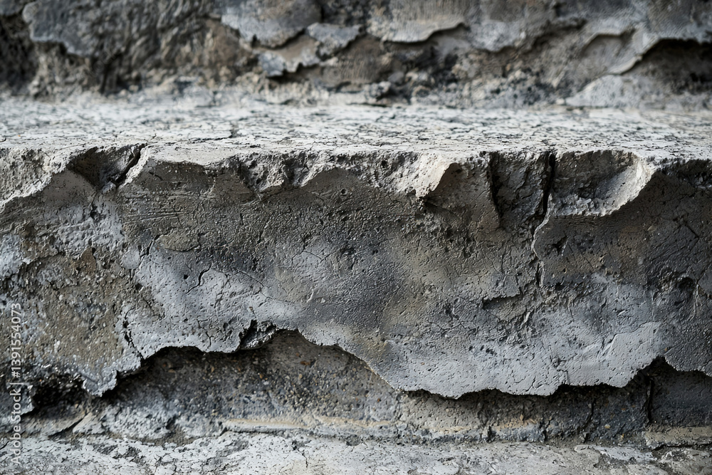 Poster rough, textured concrete steps showing signs of weathering and age.