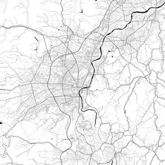 Fukushima, Japan vector map with beach, highways and streets
