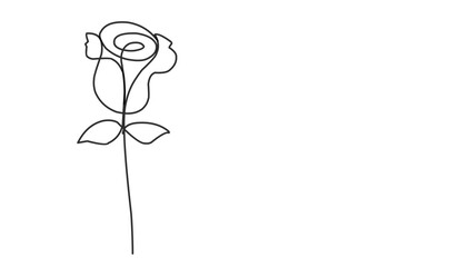 Rose line art icon. Flower continuous one line art drawing vector illustration. Awesome rose isolated on white background.