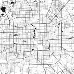 Beijing, Tiongkok vector map with beach, highways and streets
