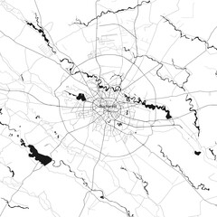 Bucharest, Rumania vector map with beach, highways and streets