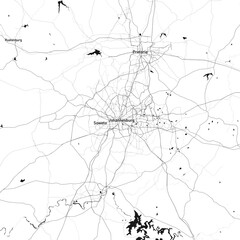 Johannesburg, Afrika Selatan vector map with beach, highways and streets