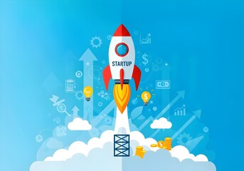  business, timeline, Startup Rocket Launch Infographic with Timeline and Steps