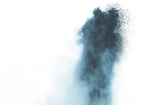 Dark teal powder explosion on white