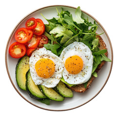 Nutritious Breakfast Plate on transparent background