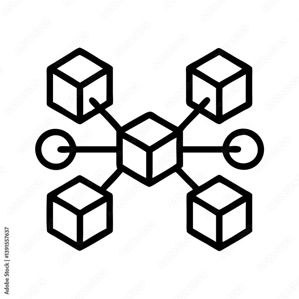 Poster decentralized network blockchain technology icon vector illustration concept for digital connection 