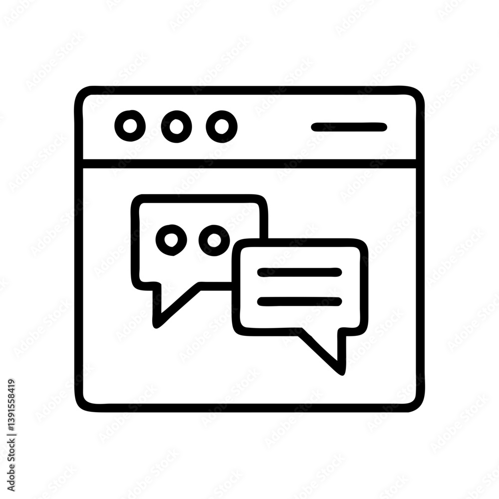 Poster online chat support communication web page vector icon for website and mobile app design and develop