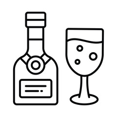 Whiskey vector outline icon. EPS 10 file