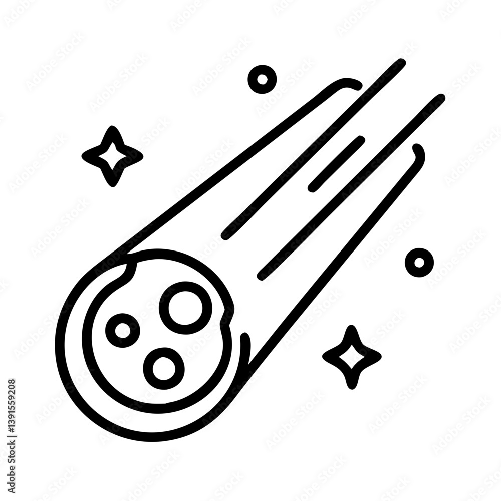 Poster outline falling star meteor comet icon vector illustration space celestial event astronomy science d