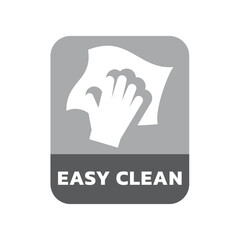 Obraz premium Easy clean material label. Easy clean surface with rag and hand vector sticker.