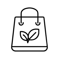 Eco friendly shopping bag with leaves vector icon for sustainable business and environment concept
