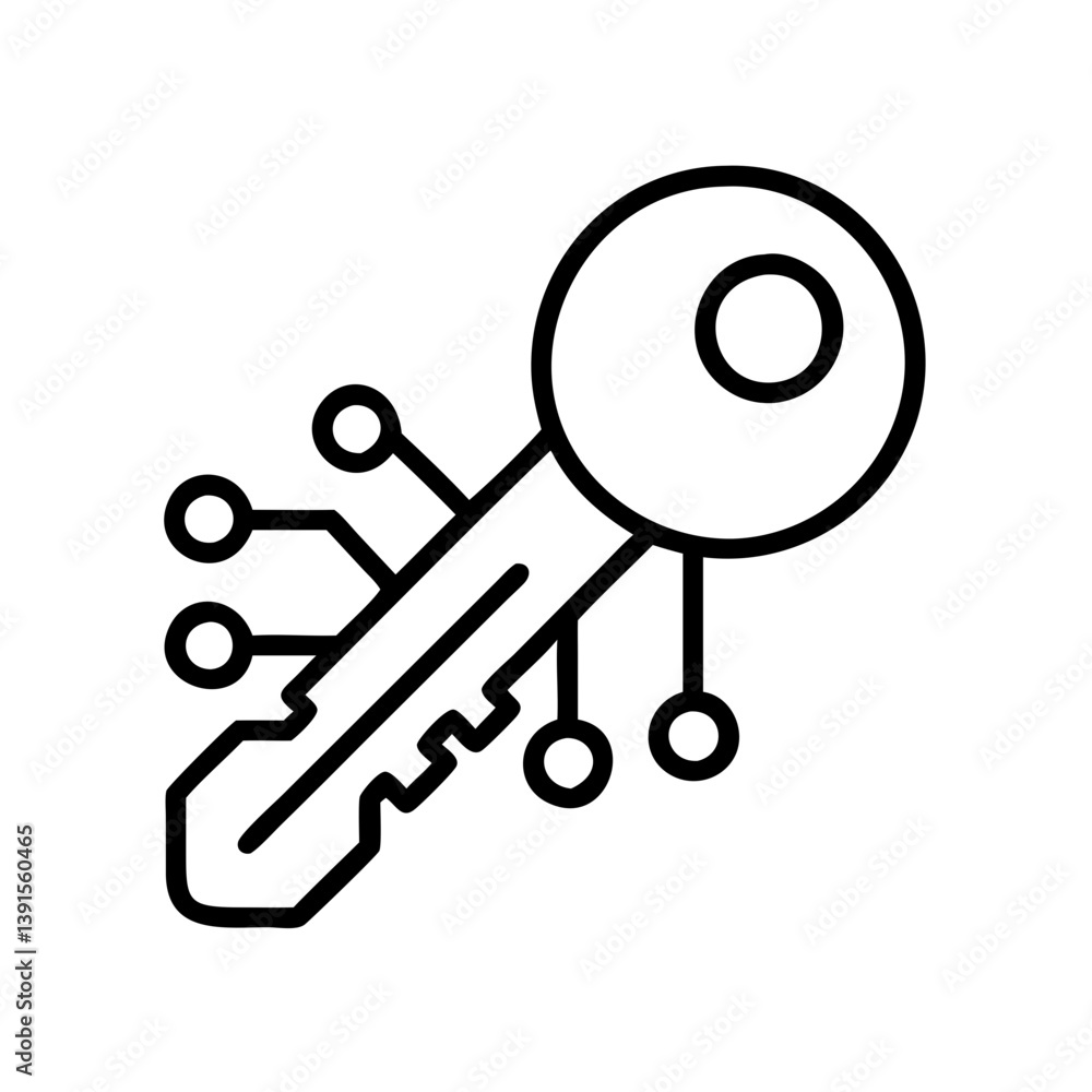 Poster digital key technology secure access control system for cybersecurity and data protection concept ve