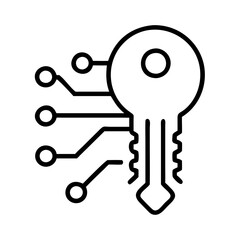 Digital key security system icon for cyber protection and data access technology concept vector design
