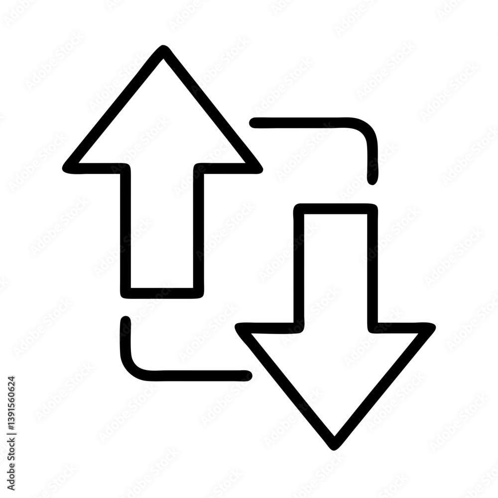 Poster download and upload arrow icon vector illustration for data transfer and exchange process concept de
