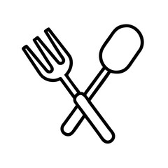 Fork and spoon icon vector illustration crossed cutlery symbol restaurant kitchen utensil dining equipment isolated object