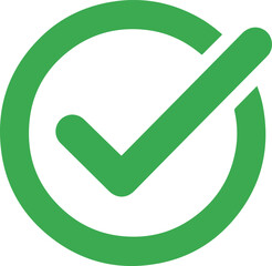 simple green checkmark in a solid circle on transparent background vector illustration
