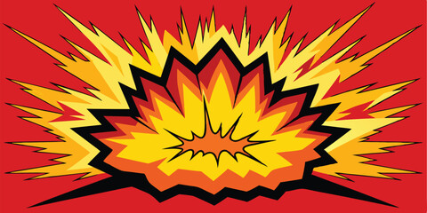 Fiery Comic Book Explosion Dynamic Red Yellow Burst Graphic