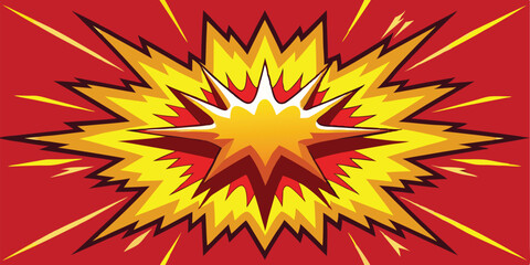 Red and Yellow Comic Book Explosion, Starburst, Bang Graphic
