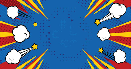 Dynamic Comic Book Pop Art Background Design Stars Explosions