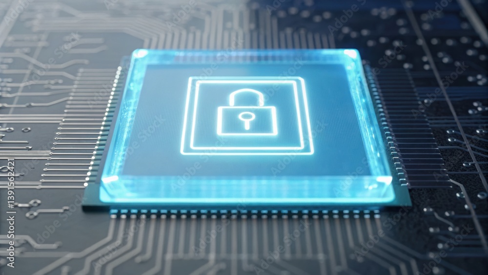 Poster digital checklist icon with glowing elements on a pad representing secure data management practices