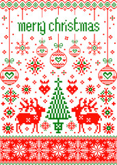 Christmas pattern background vector illustration, download Christmas wallpaper, high-resolution stitching pattern for decoration, fabric pattern decoration, clothes, embroidery, knitting, Christmas 
