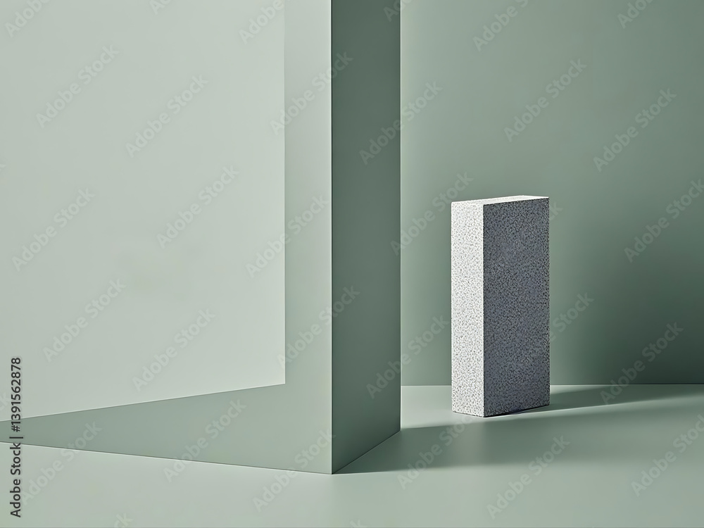 Aufkleber soft muted pastel geometric shapes in minimalist composition with 3d abstract objects on soothing mo