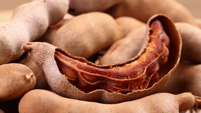 Close-up of ripe tamarind in a basket