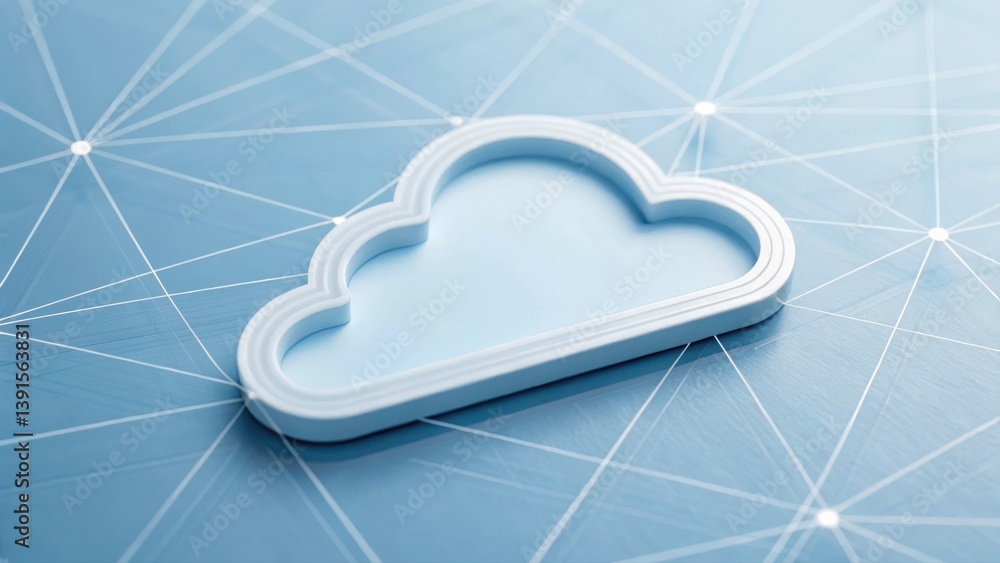 Poster interlocking digital layers forming a secure cloud shape representing digital transformation and inn