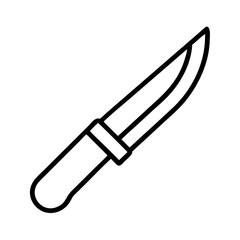 Hunting knife vector outline icon illustration, sharp blade tool for outdoor activities, camping and survival gear