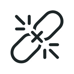Broken Link Symbol for Disconnection or Error Icon Design