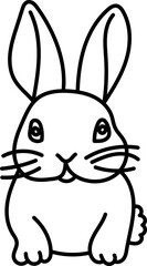 Coloring Page Outline of Cartoon Bunny. Cute Rabbits. Coloring Book for Kids.