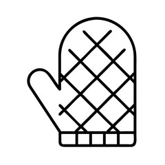 Oven mitt vector icon illustration, cooking glove clip art, kitchenware element, heat resistant glove, outline style