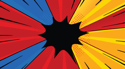Comic Book Pop Art Explosion Background Red Blue Yellow © Mamun