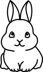 Coloring Page Outline of Cartoon Bunny. Cute Rabbits. Coloring Book for Kids.