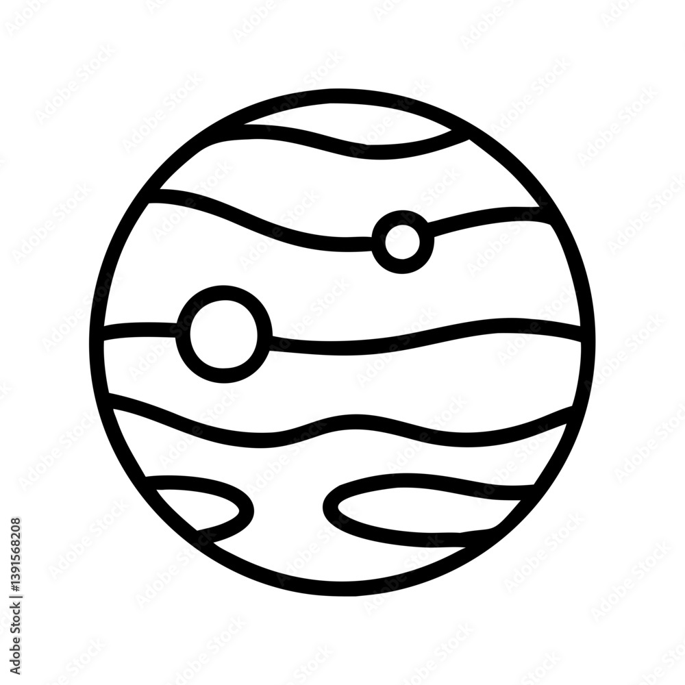 Aufkleber outline drawing of jupiter planet with moons vector illustration for astronomy and science projects