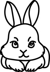Coloring Page Outline of Cartoon Bunny. Cute Rabbits. Coloring Book for Kids.