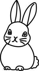 Coloring Page Outline of Cartoon Bunny. Cute Rabbits. Coloring Book for Kids.