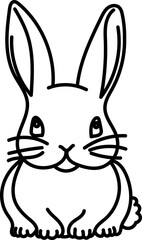 Coloring Page Outline of Cartoon Bunny. Cute Rabbits. Coloring Book for Kids.